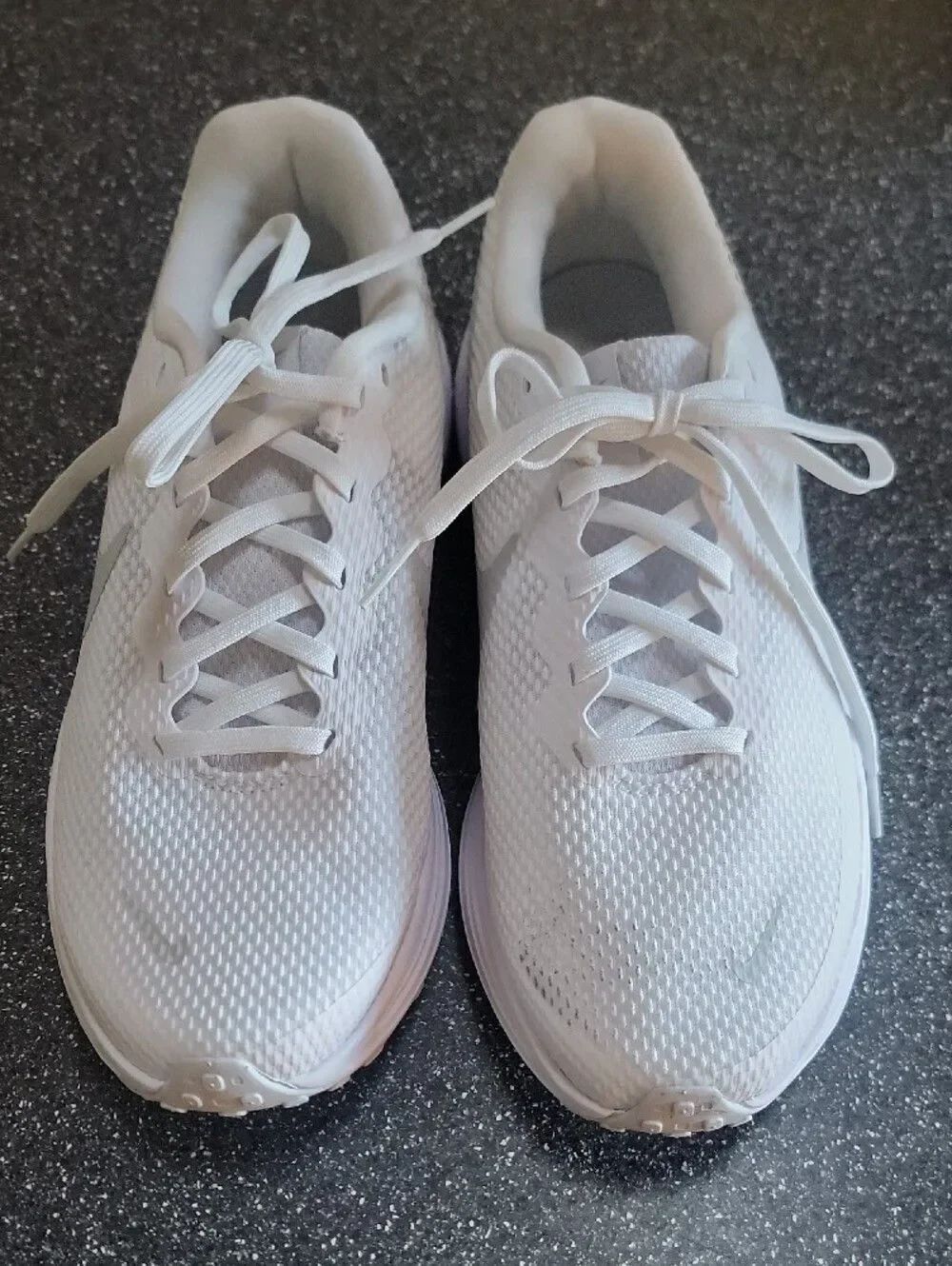 Nike White Mesh Trainers with Subtle Silver Swoosh
